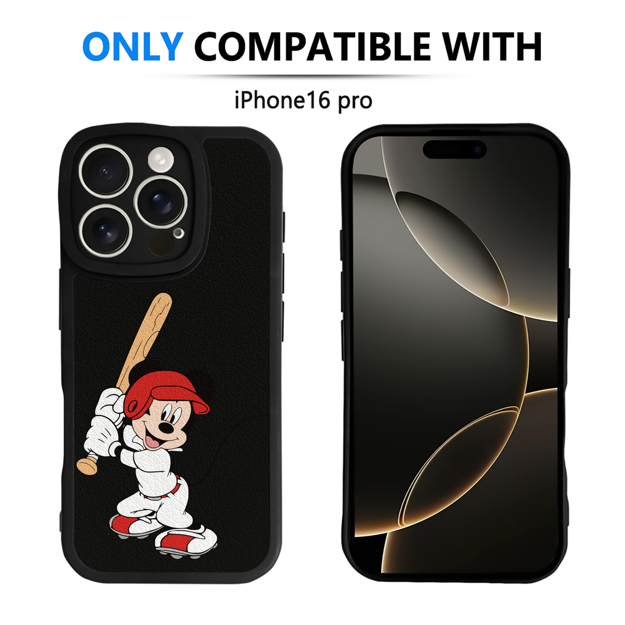 （画像用） ミッキーマウス Mickey Mouse 【iPhone 16シリーズ対応】シリコンスマホケース（レザー調） 材質：シリコン